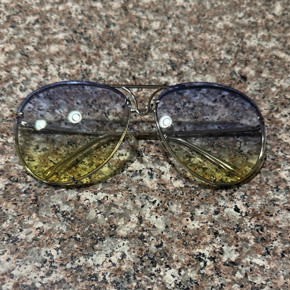Gradient Yellow to Blue Aviator Sunglasses - Women